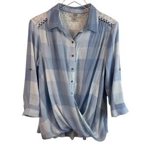 Vintage America Blues Check Twist Front Top Size Large